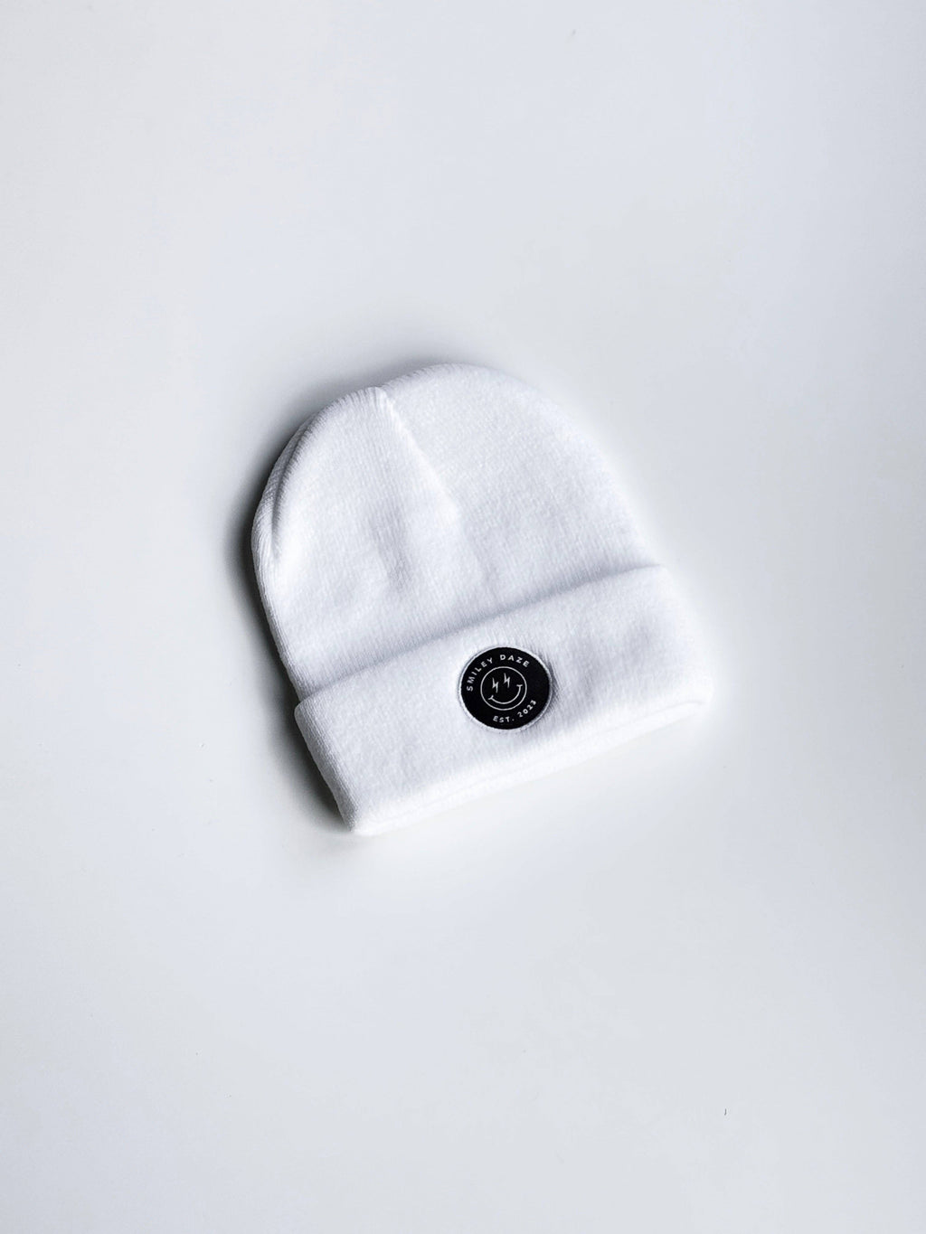 White Smiley Daze Beanie: Toddler