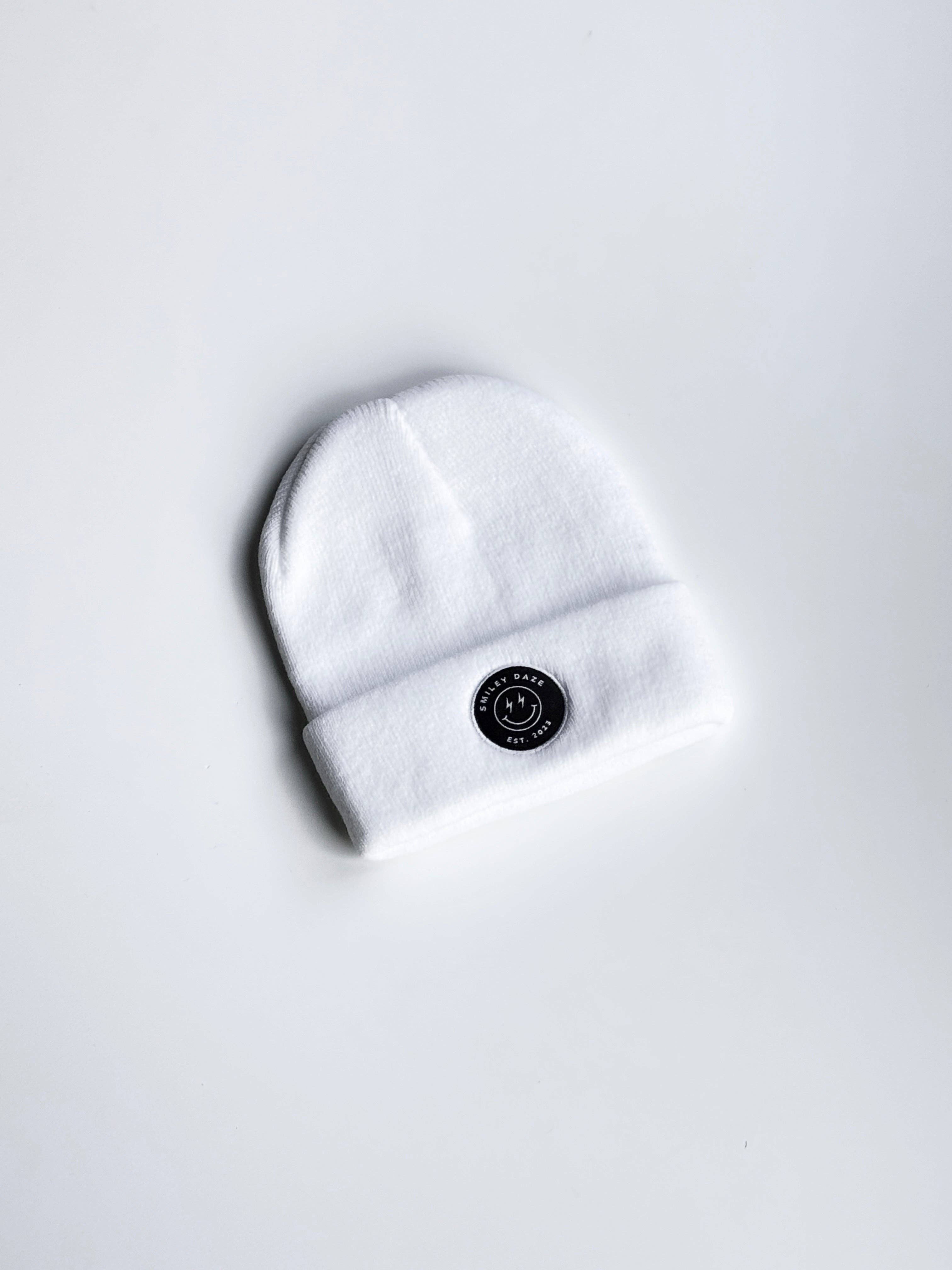 White Smiley Daze Beanie: Toddler