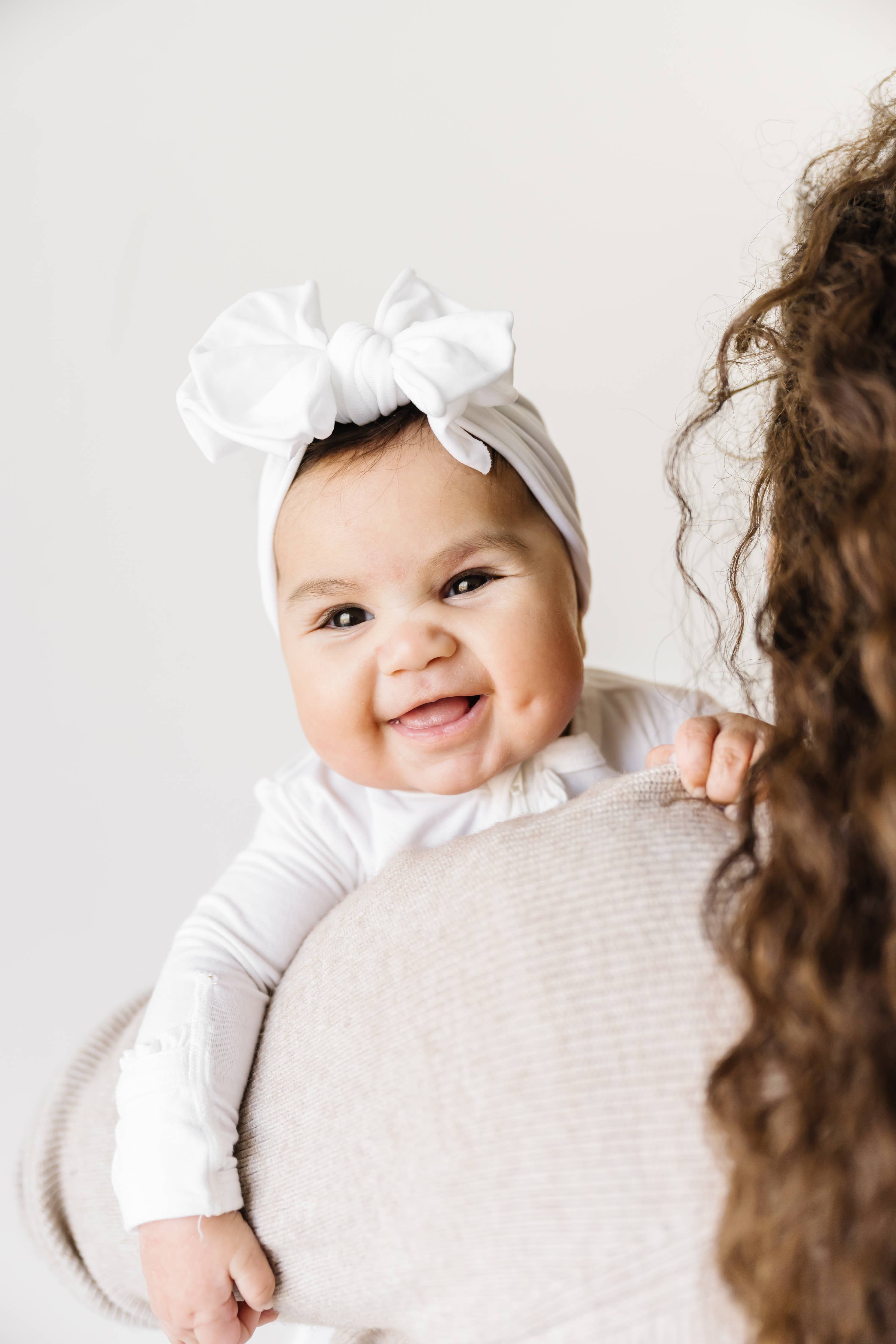 Baby Bling® FAB-BOW-LOUS® soft nylon bow headband: Ivory