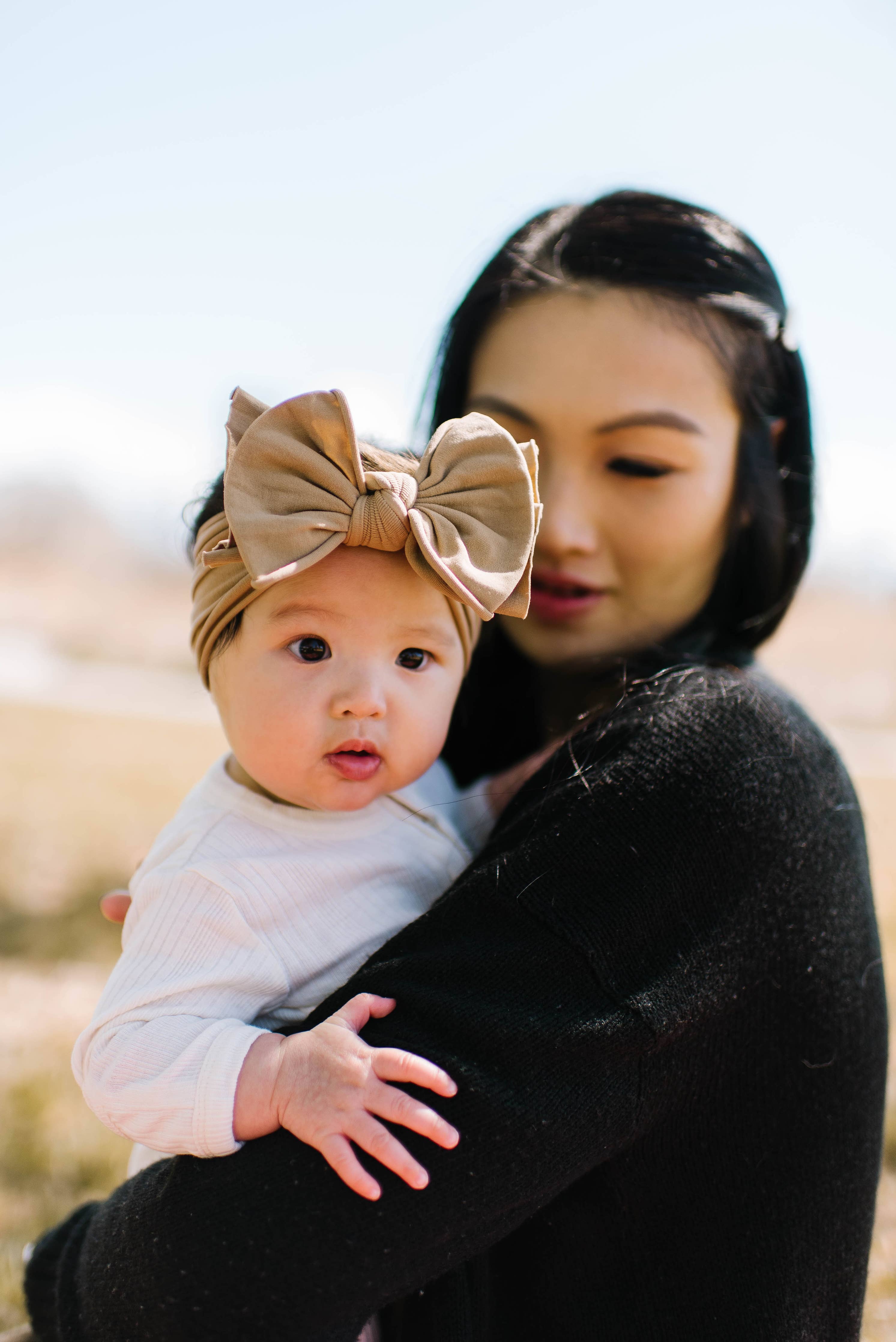 Baby Bling® FAB-BOW-LOUS® soft nylon bow headband: Ivory