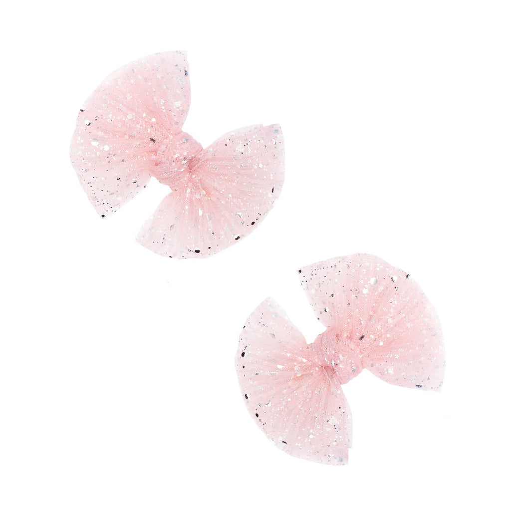 Baby Bling® 2-Pack Tulle Baby FAB® hair bow clips: Pleated Blush