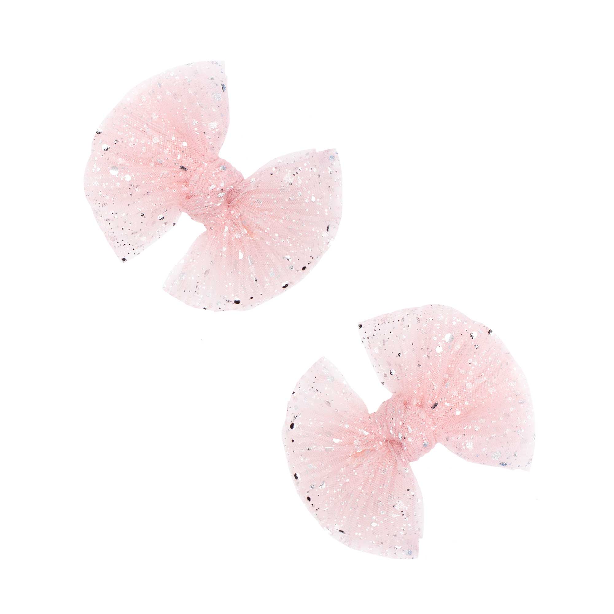 Baby Bling® 2-Pack Tulle Baby FAB® hair bow clips: Pleated Blush