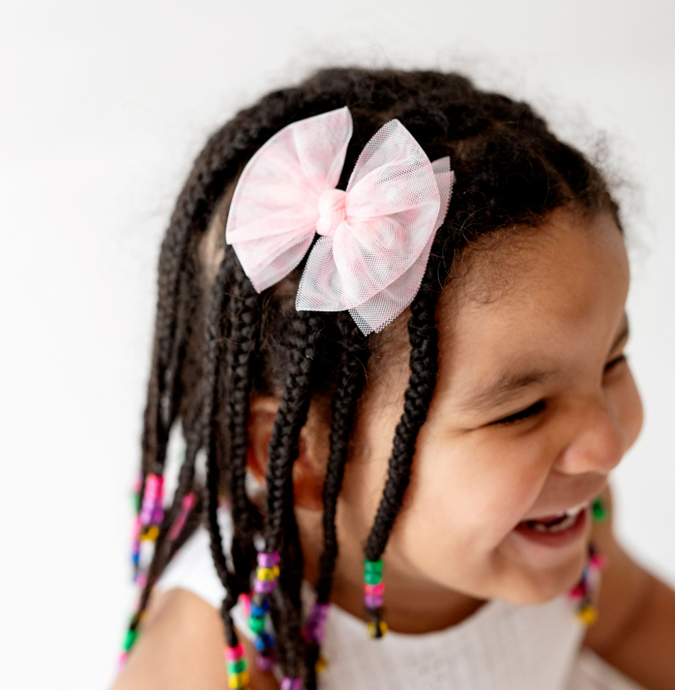 Baby Bling® 2-Pack Tulle Baby FAB® hair bow clips: Pleated Blush