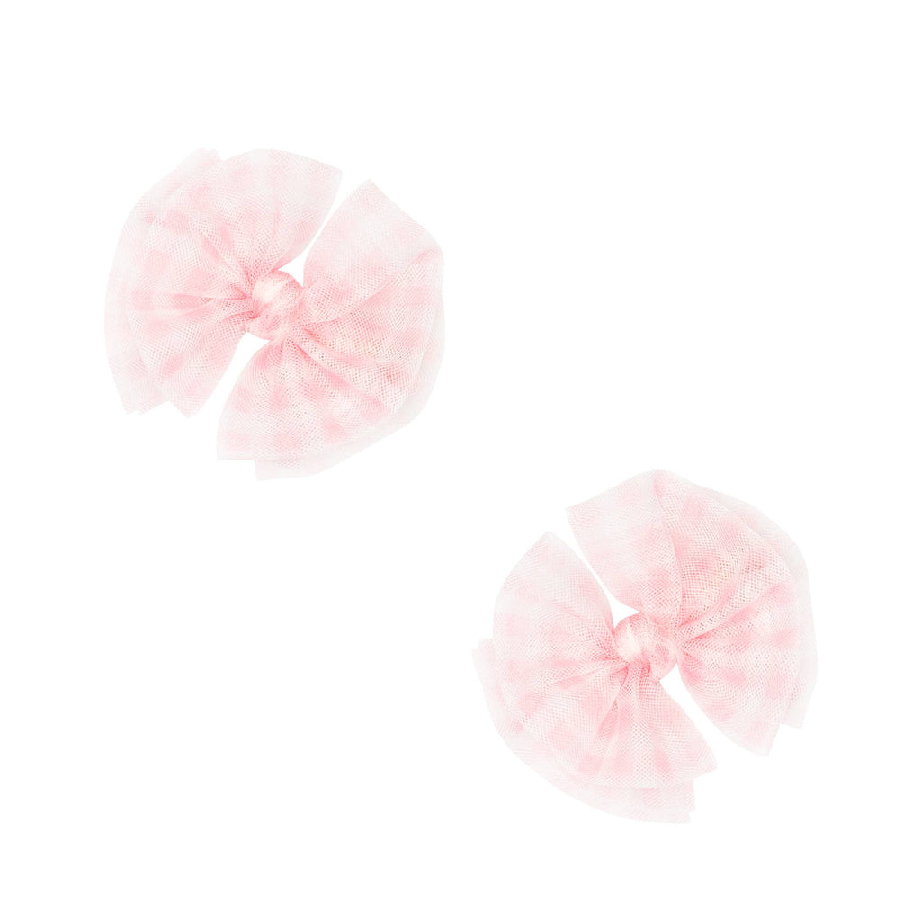 Baby Bling® 2-Pack Tulle Baby FAB® hair bow clips: Pleated Blush