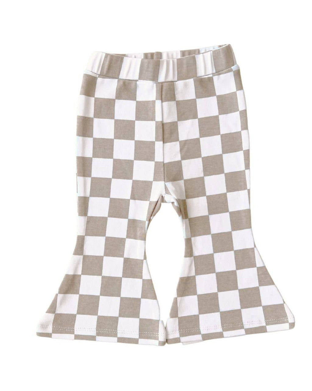 Checkered Flare Pants — Latte