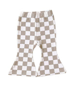 Checkered Flare Pants — Latte