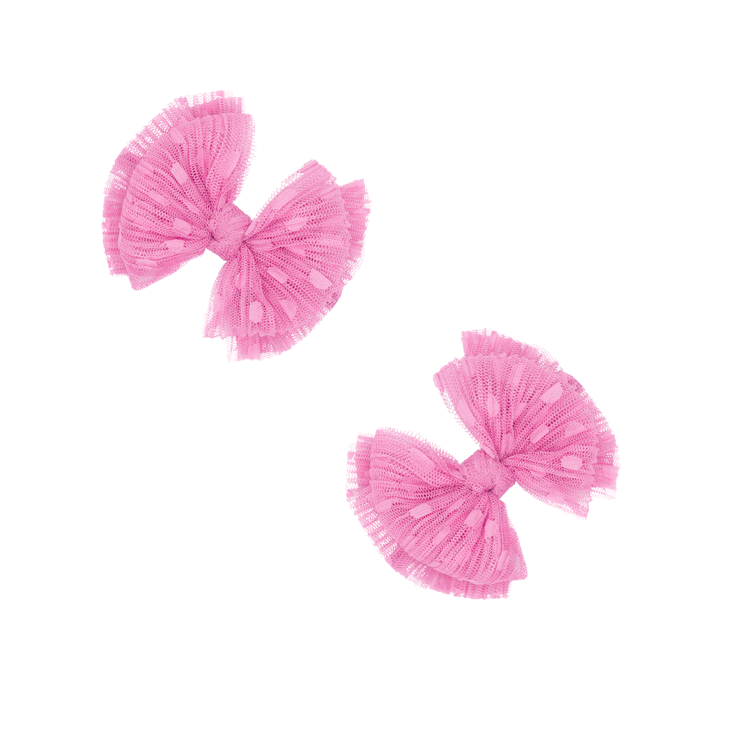Baby Bling® 2-Pack Tulle Baby FAB® hair bow clips: Pleated Blush