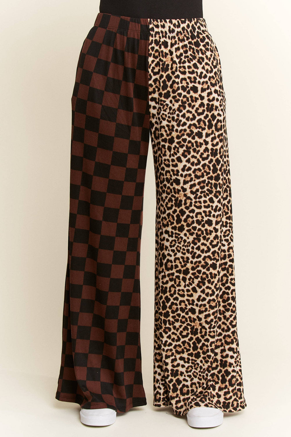 SPLIT DECISION LEOPARD-CHECKERED PANTS