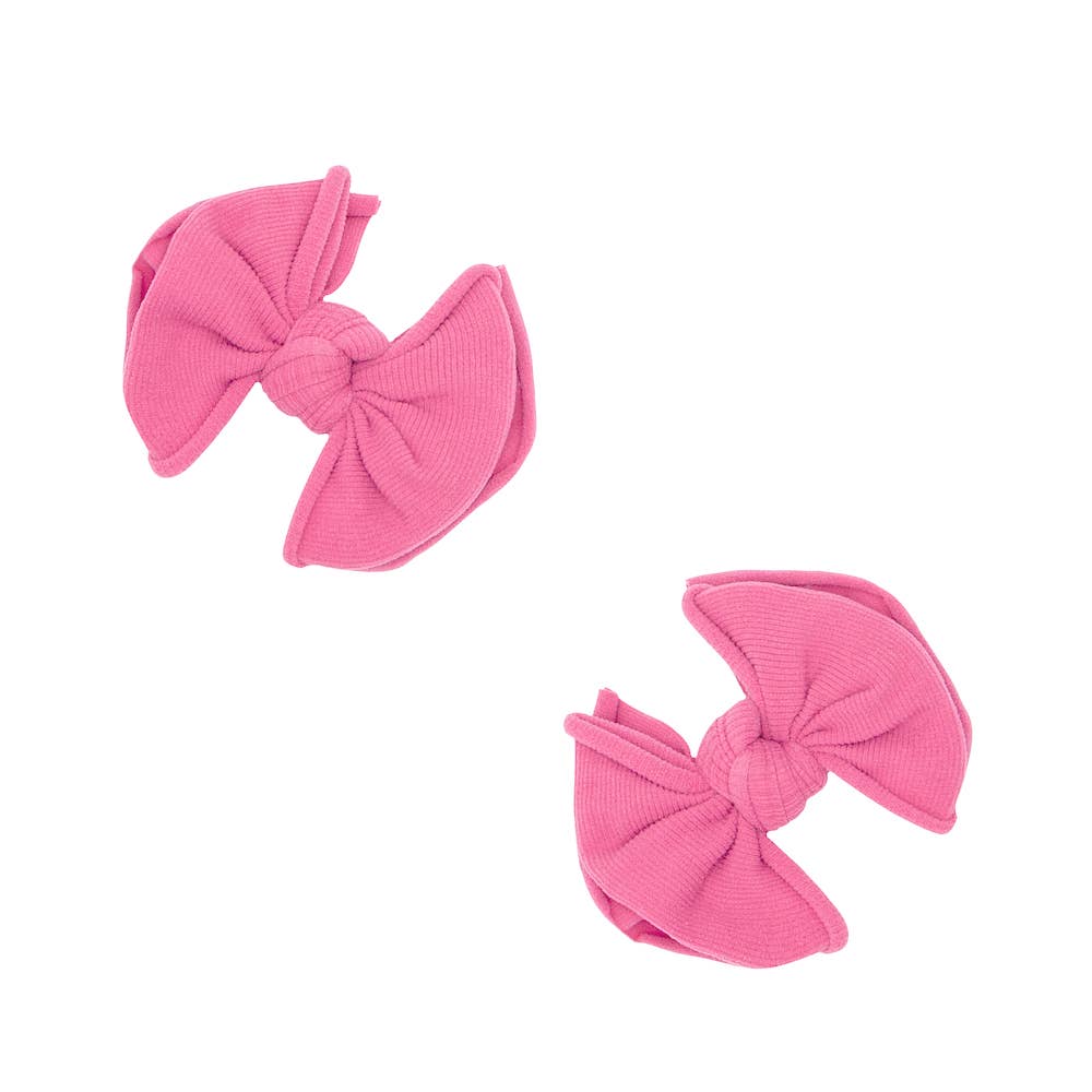Baby Bling® 2-Pack Baby FAB® Clips soft nylon bow hair clips: Pink