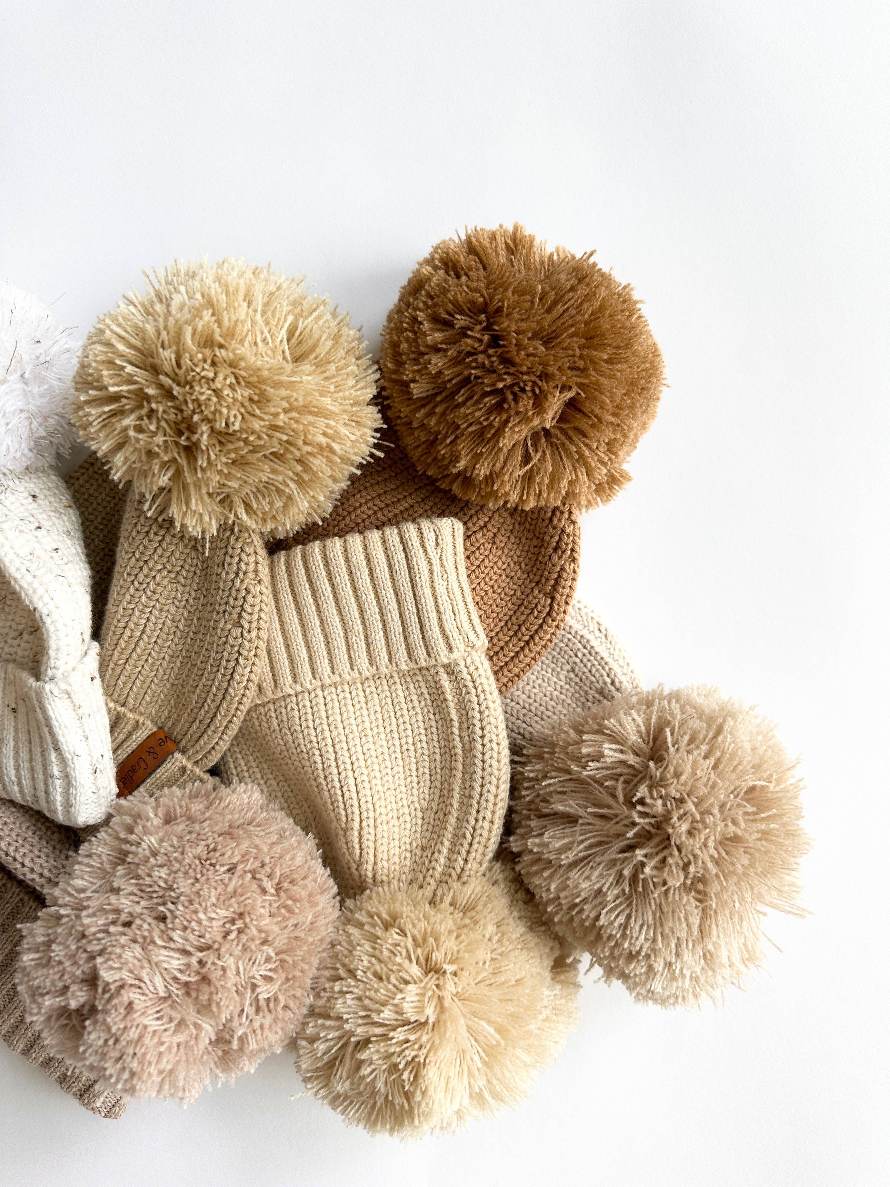 Cotton Pom Beanie - Beige