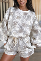 Camo Sweatshirt & Drawstring Shorts Set