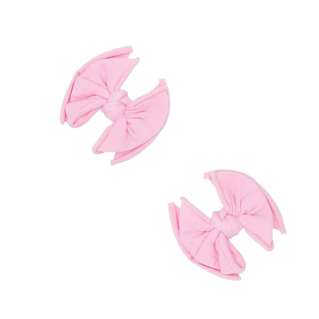 Baby Bling® 2-Pack Baby FAB® Clips soft nylon bow hair clips: White