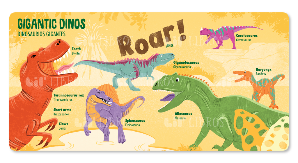 My First 100 Dino Words in English and Spanish (Bilingual English and Spanish)