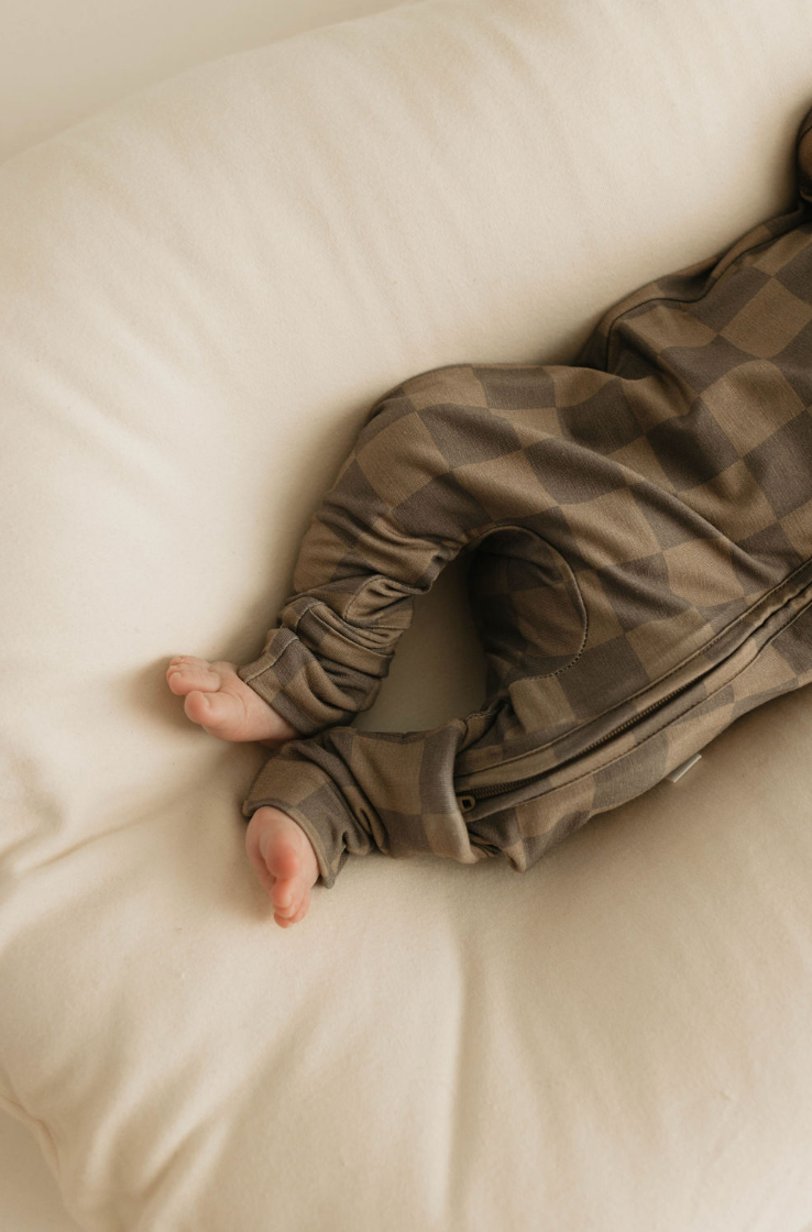 Bamboo Zip Pajamas - Faded Brown