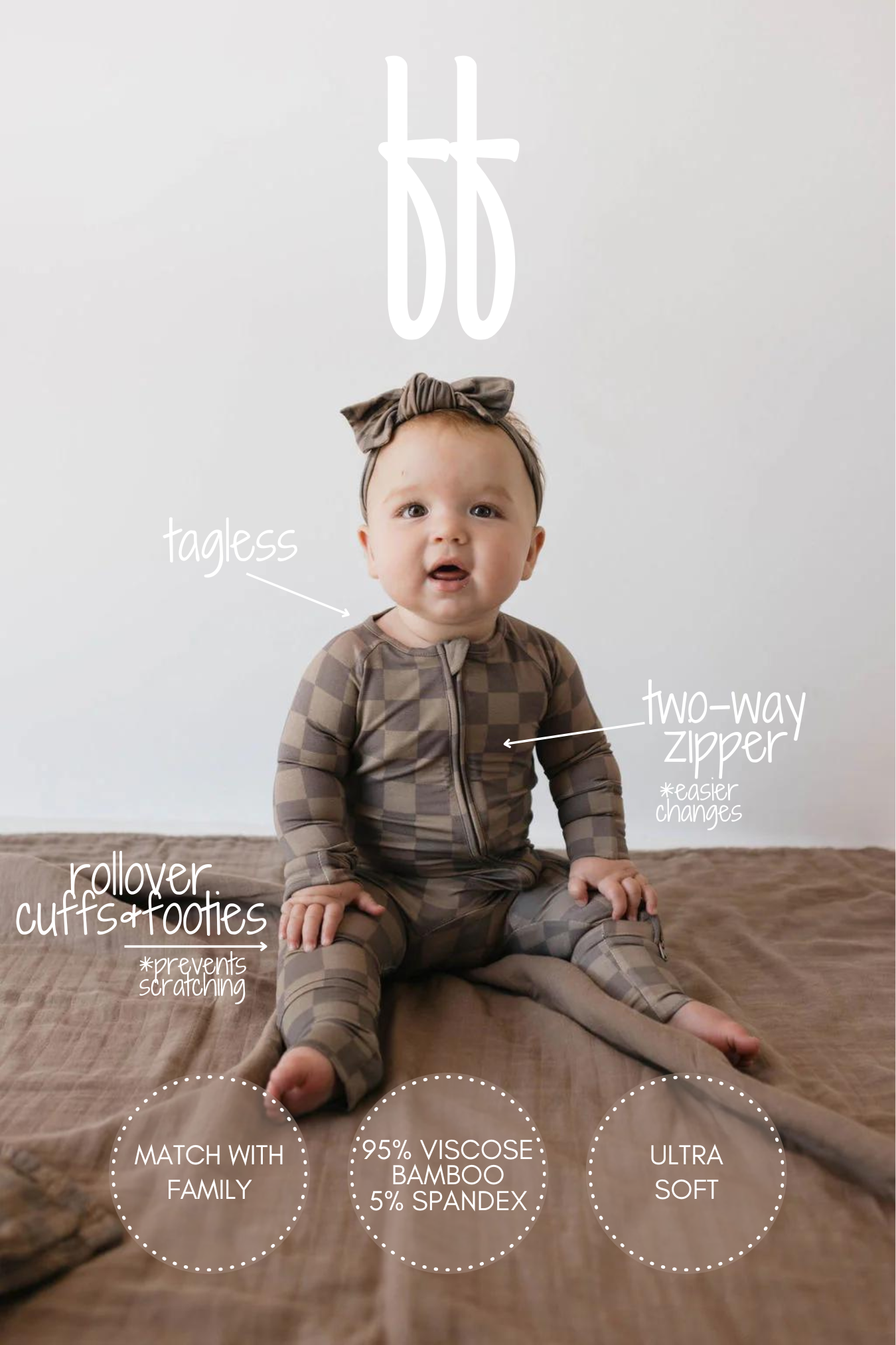 Bamboo Zip Pajamas - Faded Brown