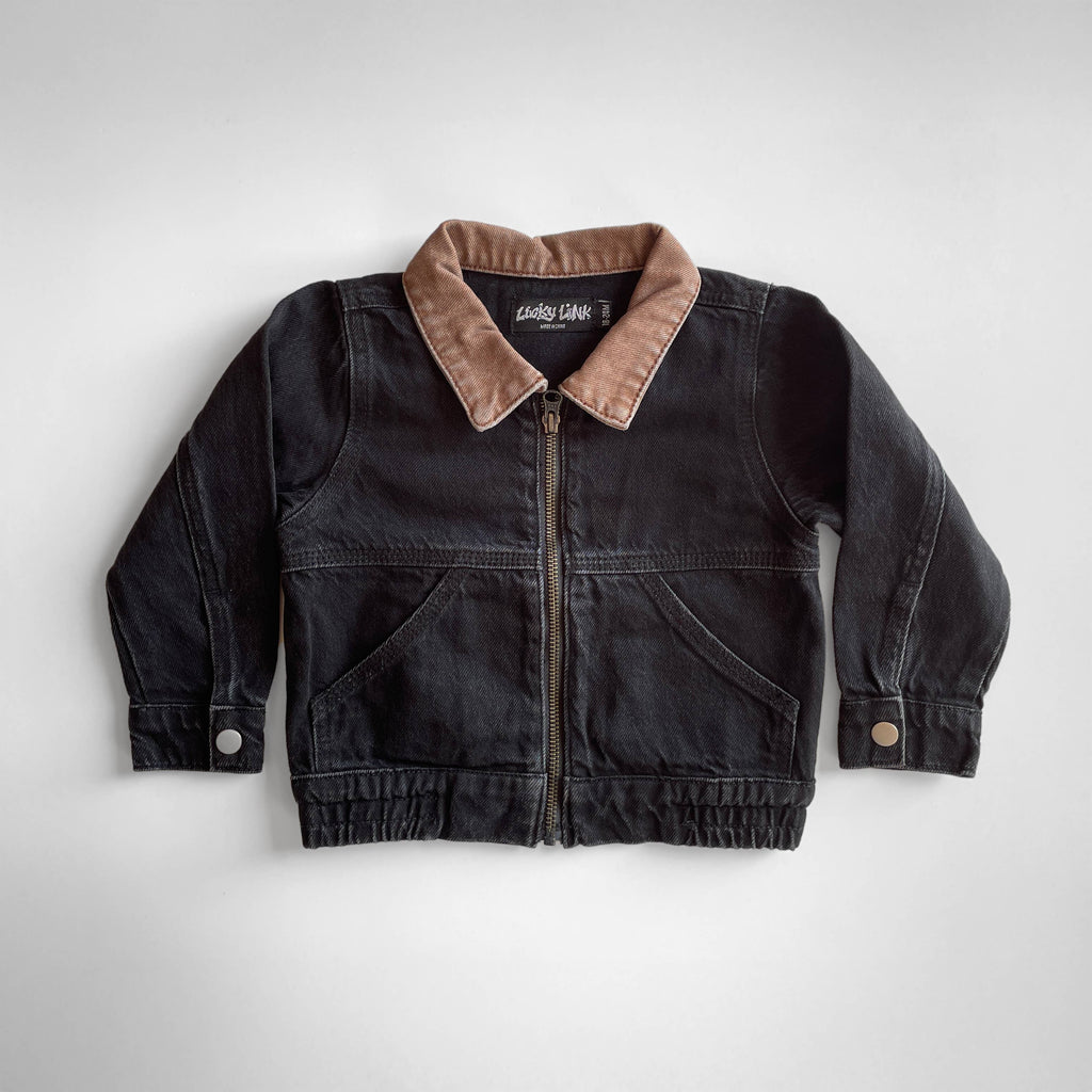 Toddler Black Vintage -Wash Denim Jacket