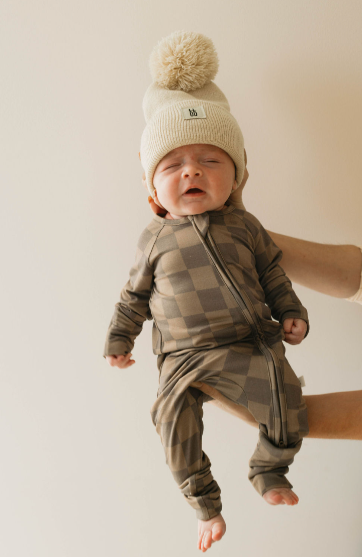 Bamboo Zip Pajamas - Faded Brown