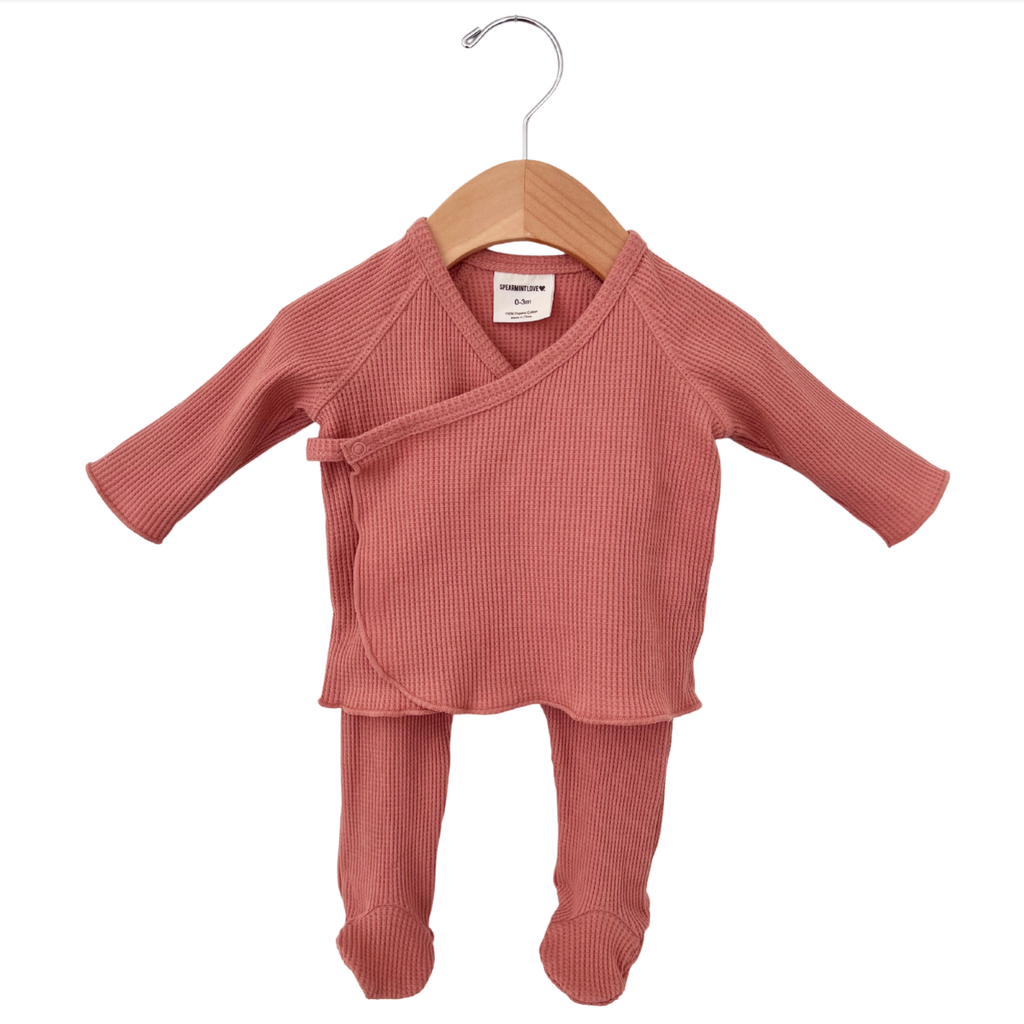 Organic Waffle Kimono & Pant Set — Rose
