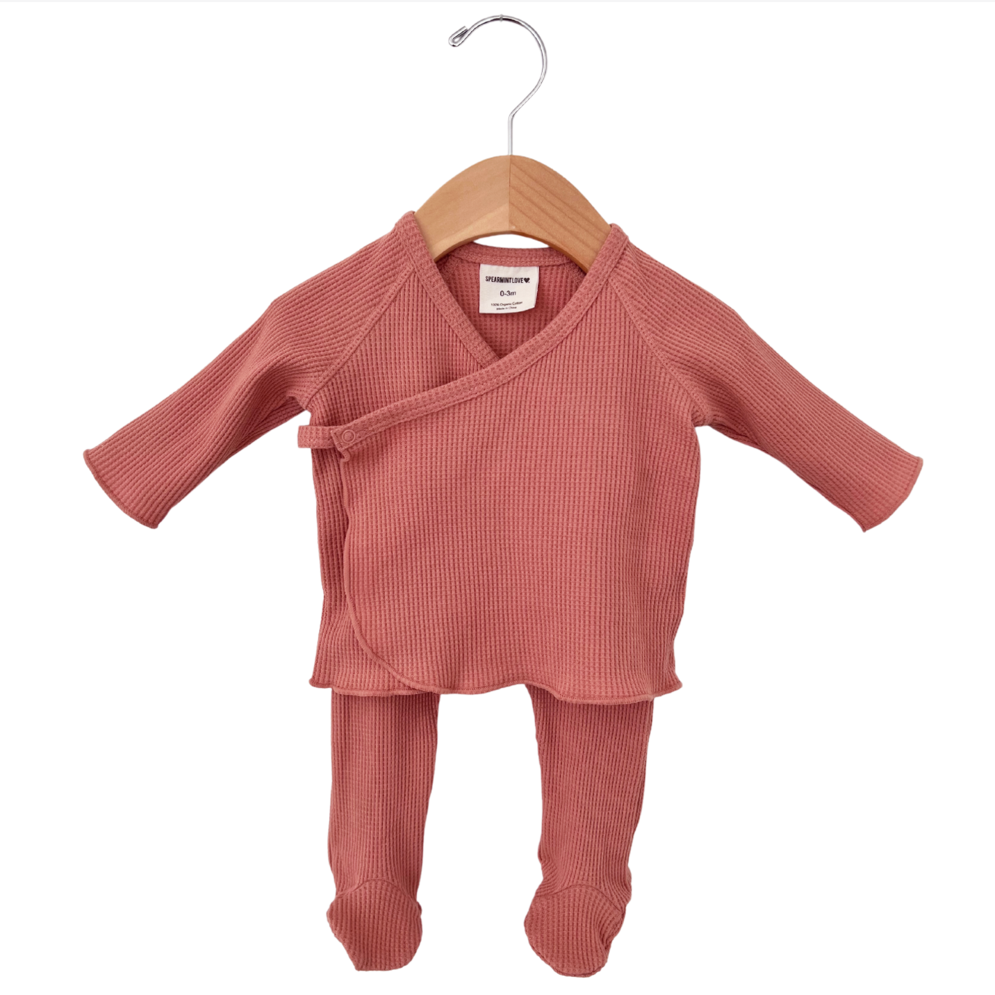 Organic Waffle Kimono & Pant Set — Rose