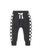 Side Checkered Jogger - Black