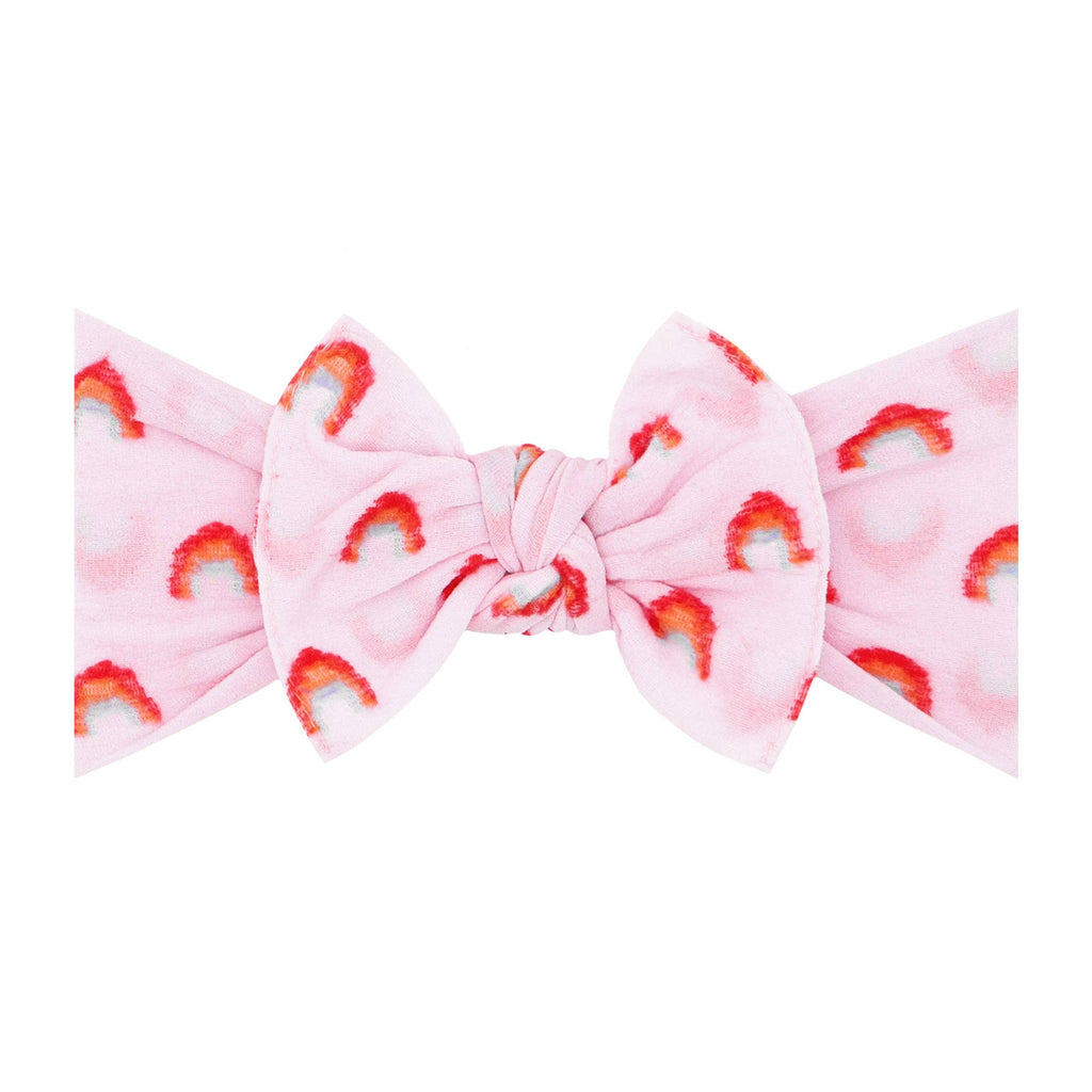Patterned Knot soft nylon headband: Pink Rainbow