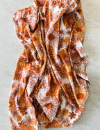 Swaddle Blanket - Orange Floral Garden
