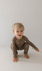 Bamboo Zip Pajamas | Faded Brown