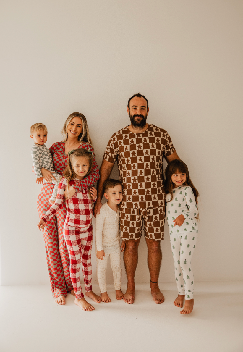 Men's Bamboo Pajamas | Gingerbread Checkerboard