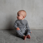 Midnight Stripe | Ribbed Bamboo Zip Romper