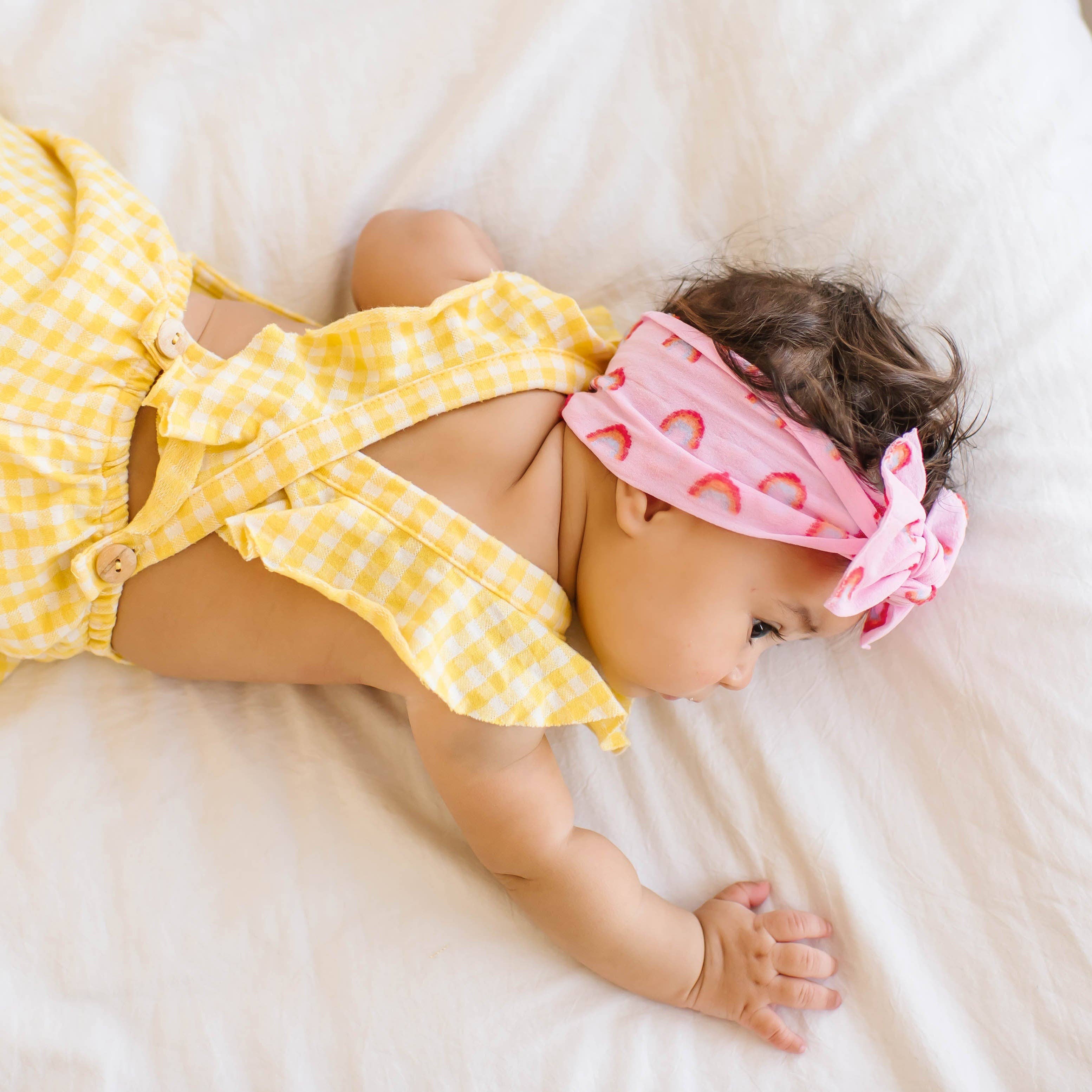 Patterned Knot soft nylon headband: Pink Rainbow