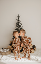 Bamboo Two Piece Pajamas | Gingerbread Checkerboard