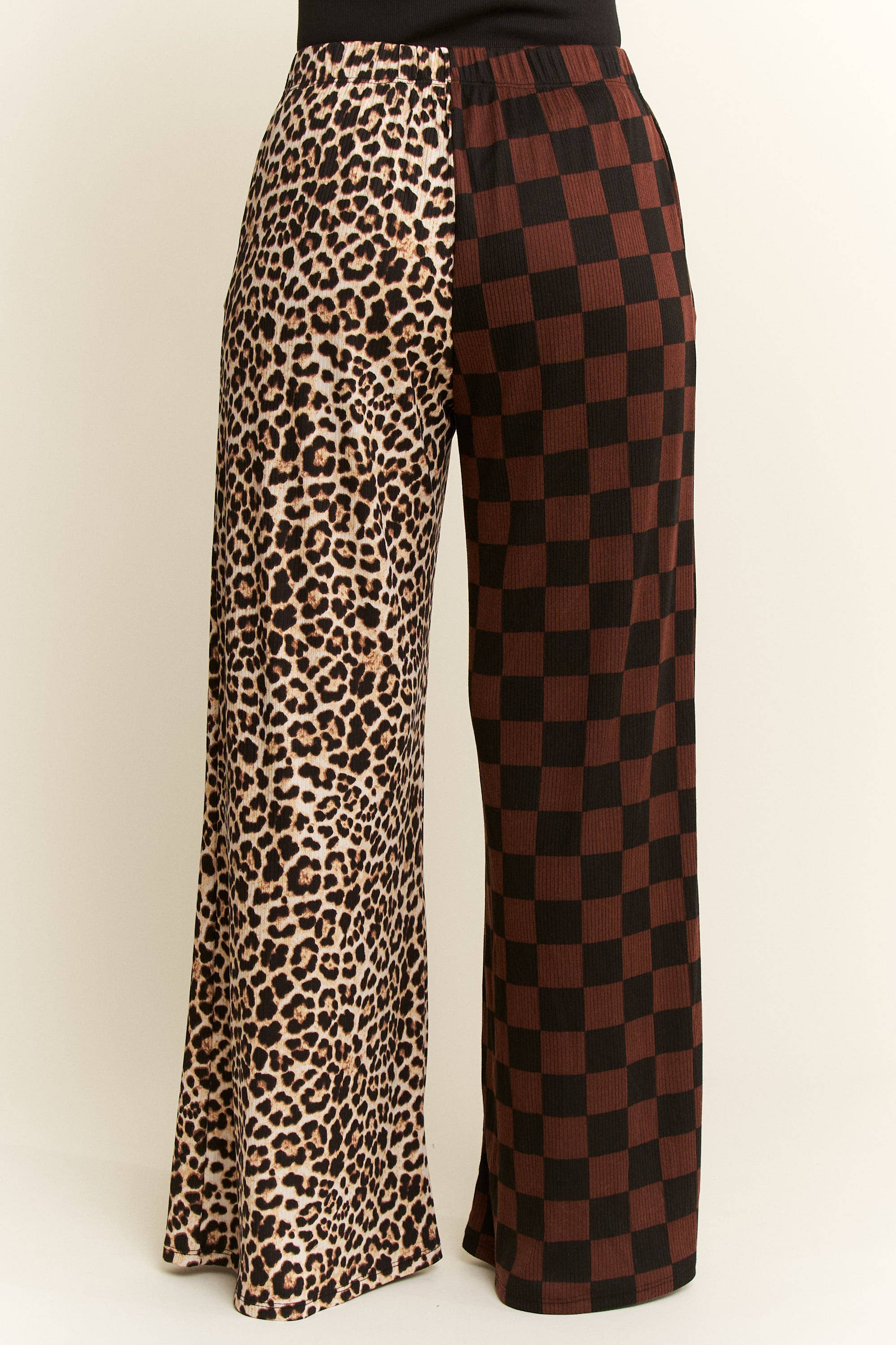 SPLIT DECISION LEOPARD-CHECKERED PANTS
