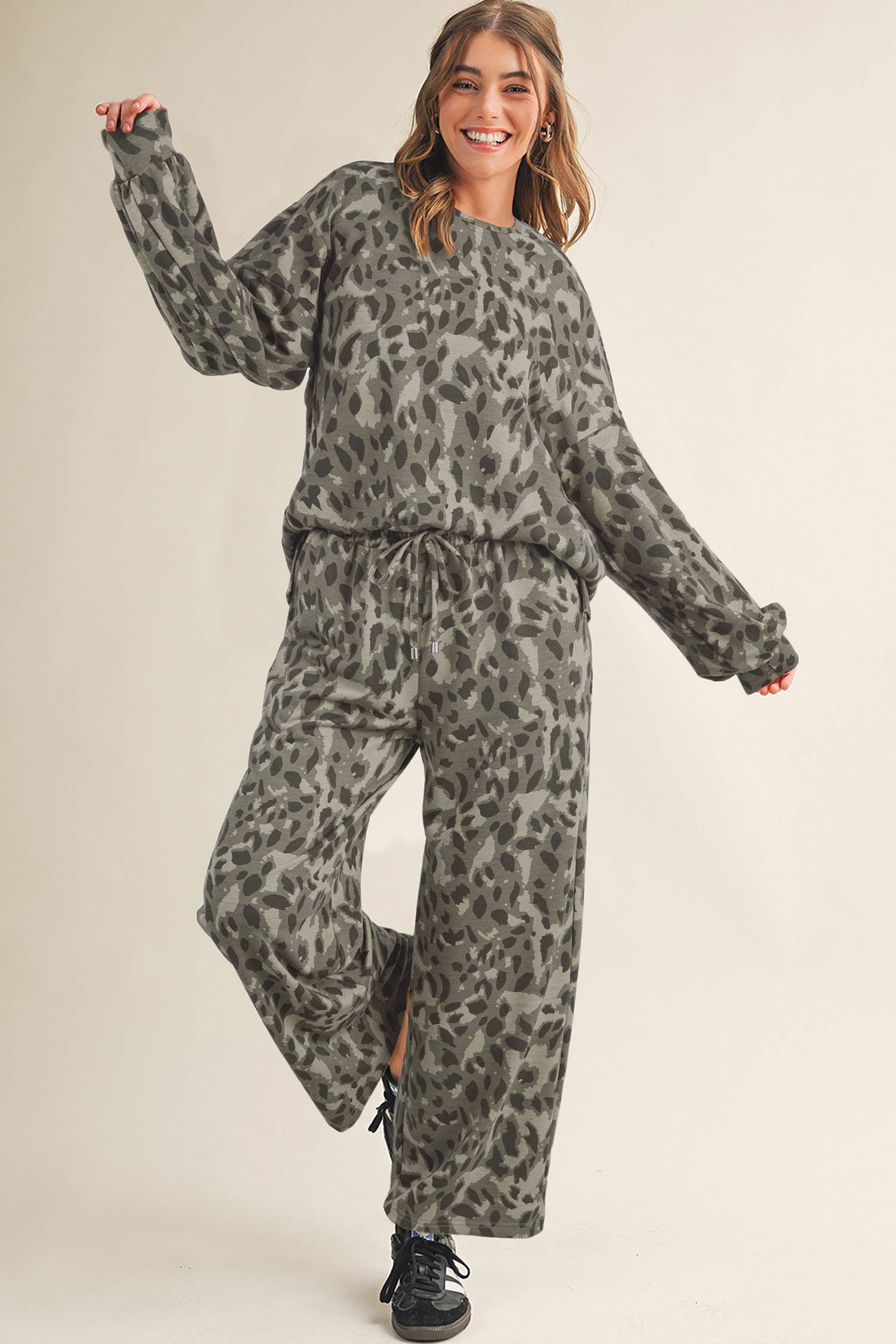 Leopard Print Loose Fit Pullover & Pant Set NEW | S-XL